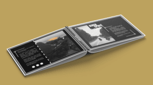 Portfolio mis en page avec des photographies de motard