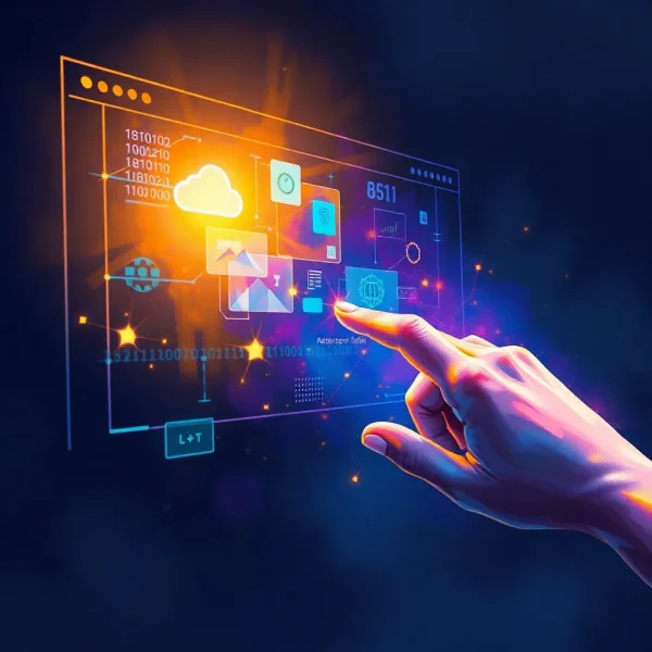 main touchant un écran d'ordinateur pour accéder a un site internet.